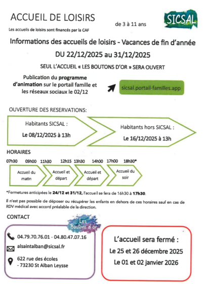 Vacances de Noël SICSAL