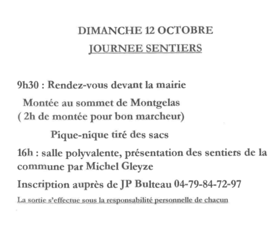 Dimanche 12 octobre : Journée sentiers