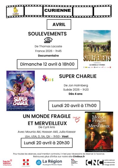 Cinébus séances du mois d&rsquo;avril