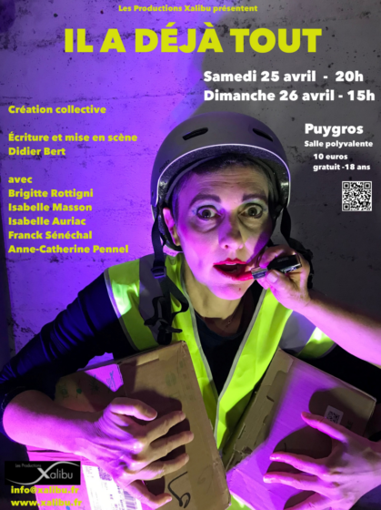 Théâtre à Puygros les 25 et 26 avril : « Il a déjà tout »